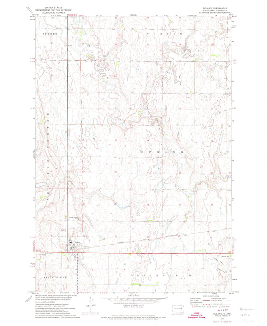 Classic USGS Doland South Dakota 7.5'x7.5' Topo Map Image