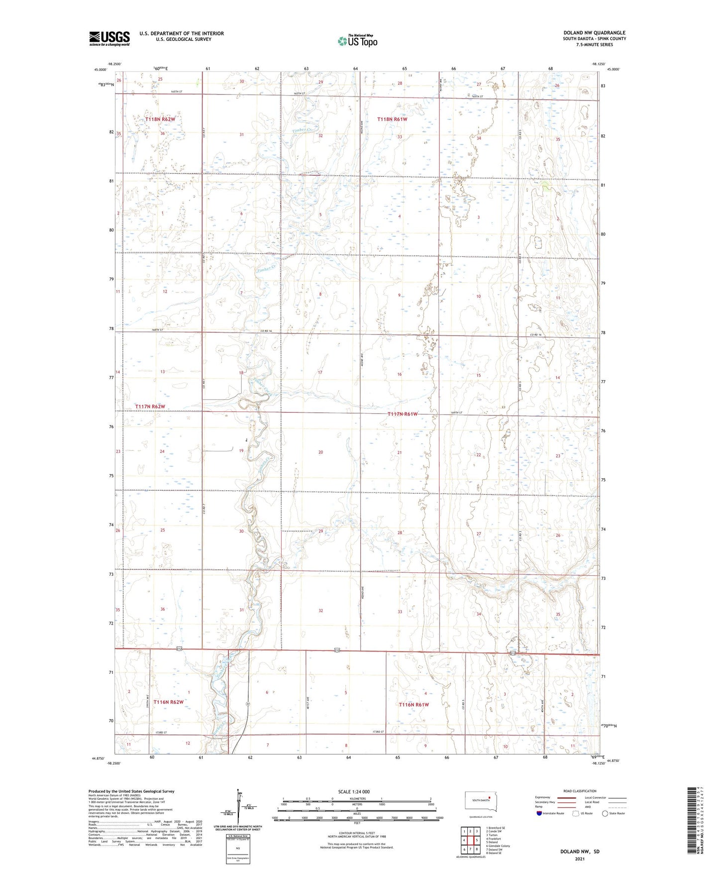 Doland NW South Dakota US Topo Map Image