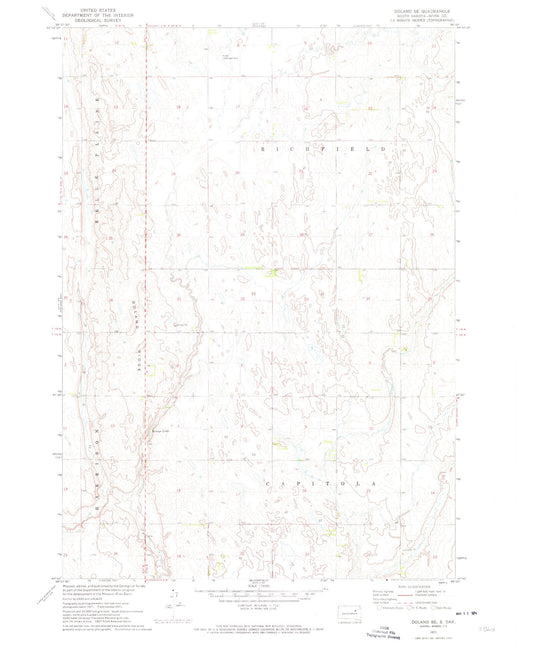 Classic USGS Doland SE South Dakota 7.5'x7.5' Topo Map Image