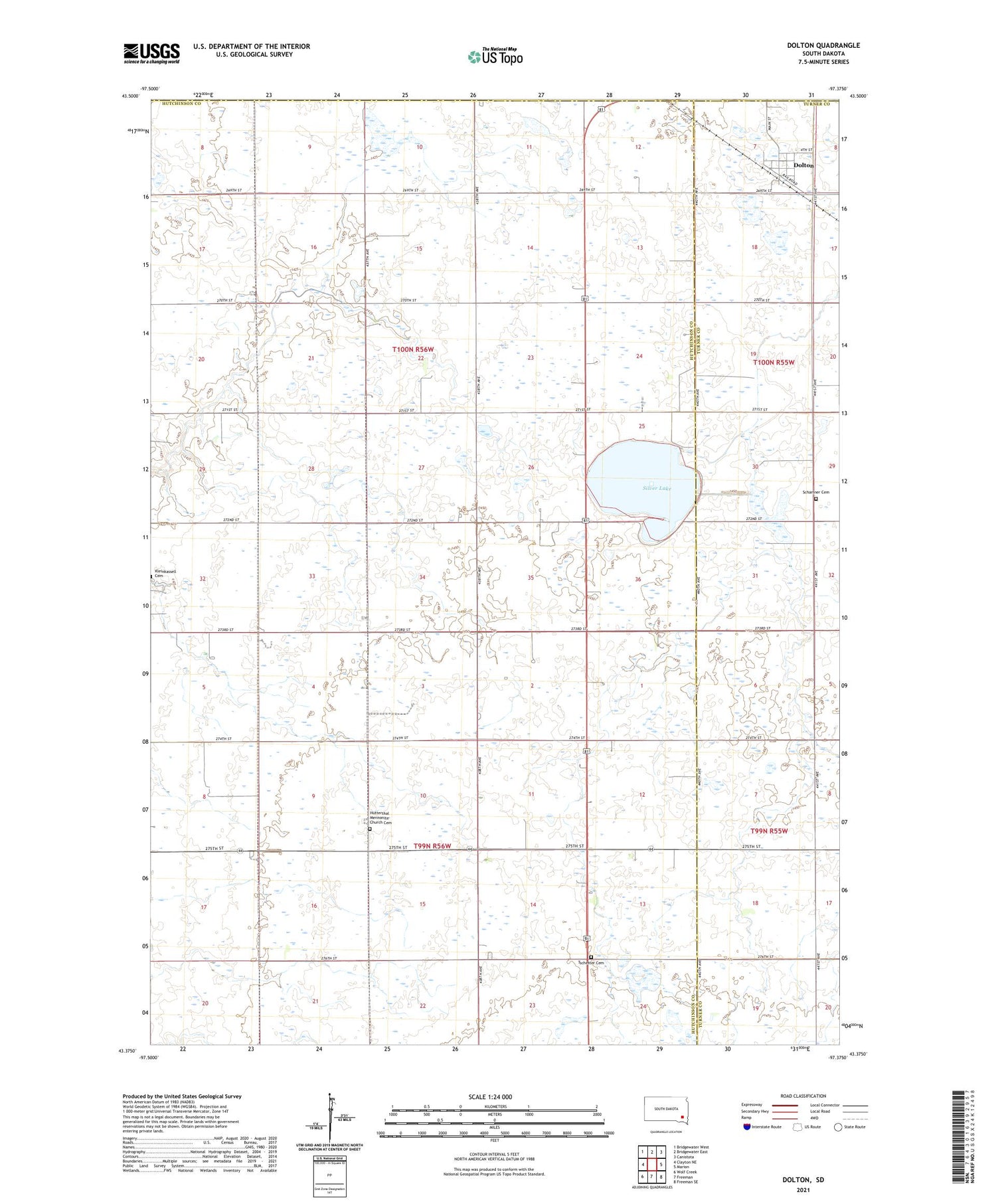 Dolton South Dakota US Topo Map Image