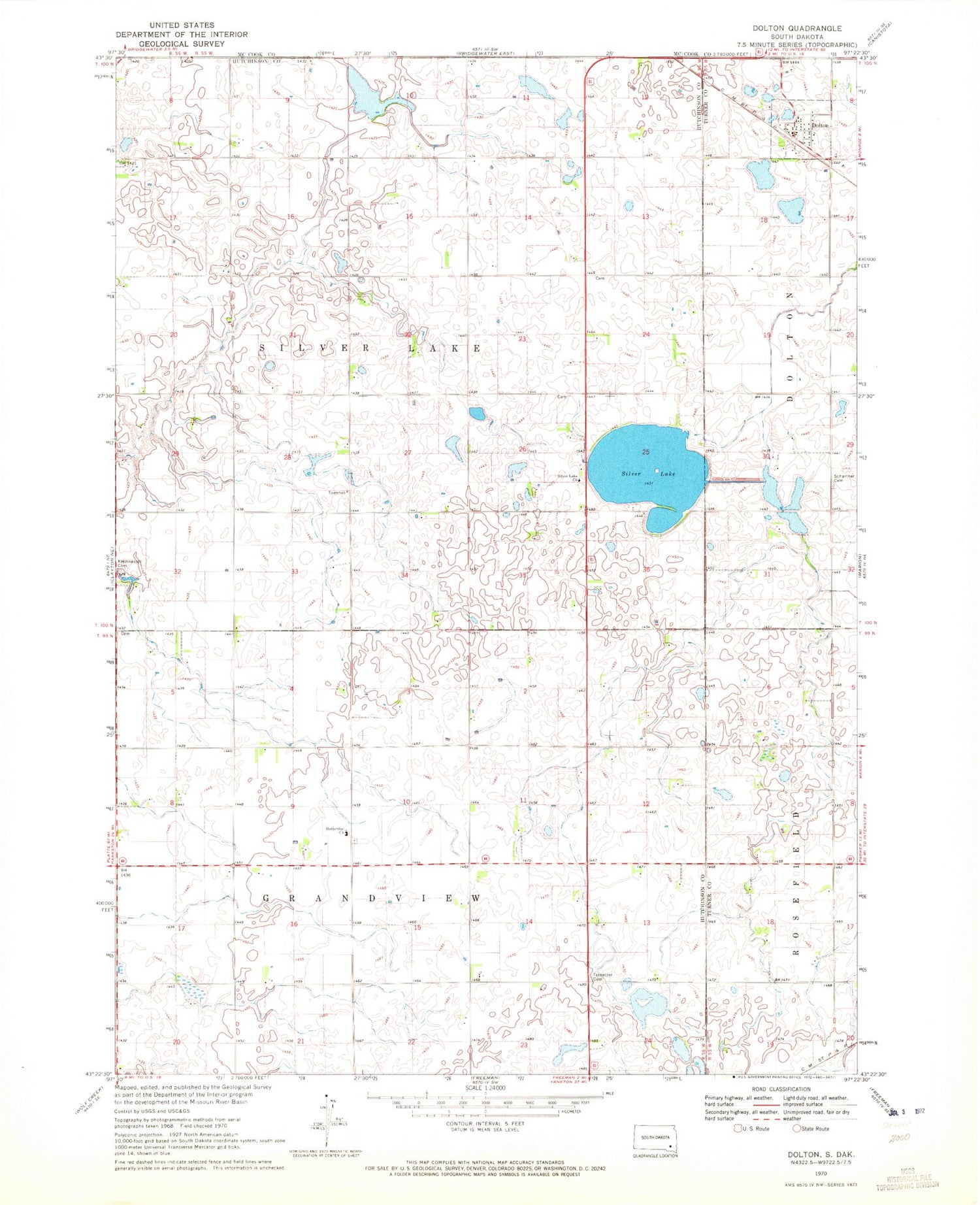 Classic USGS Dolton South Dakota 7.5'x7.5' Topo Map Image
