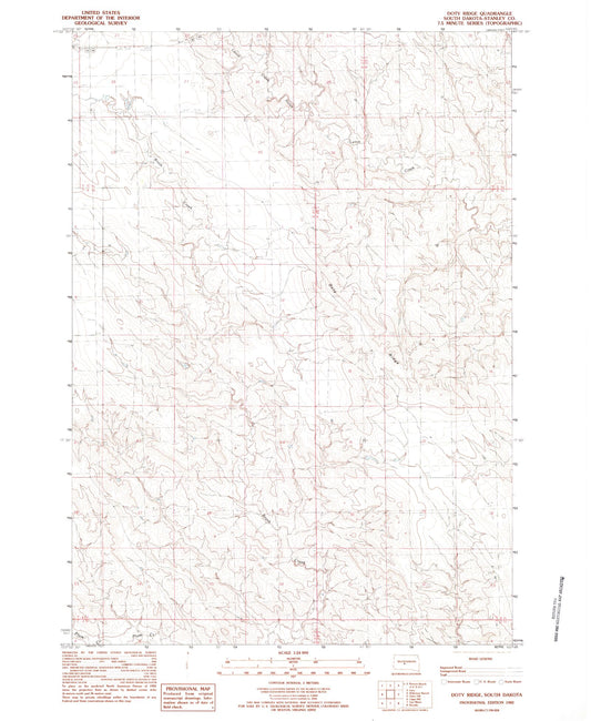 Classic USGS Doty Ridge South Dakota 7.5'x7.5' Topo Map Image