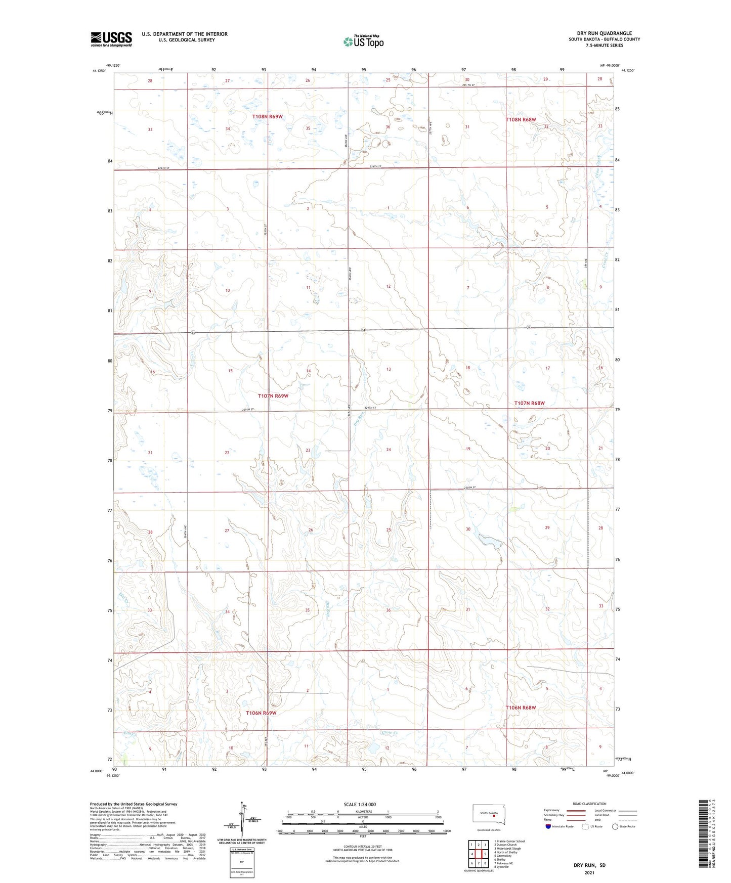 Dry Run South Dakota US Topo Map Image