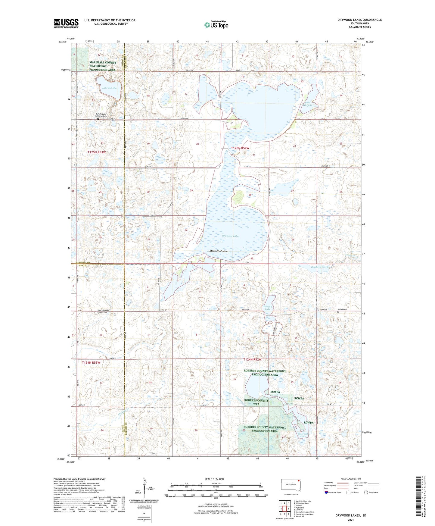 Drywood Lakes South Dakota US Topo Map Image