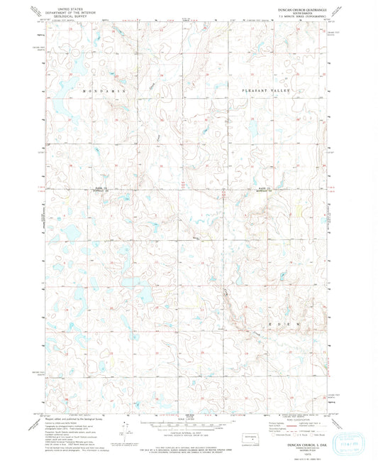 Classic USGS Duncan Church South Dakota 7.5'x7.5' Topo Map Image