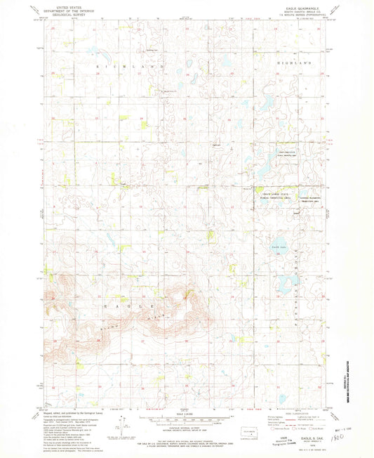 Classic USGS Eagle South Dakota 7.5'x7.5' Topo Map Image