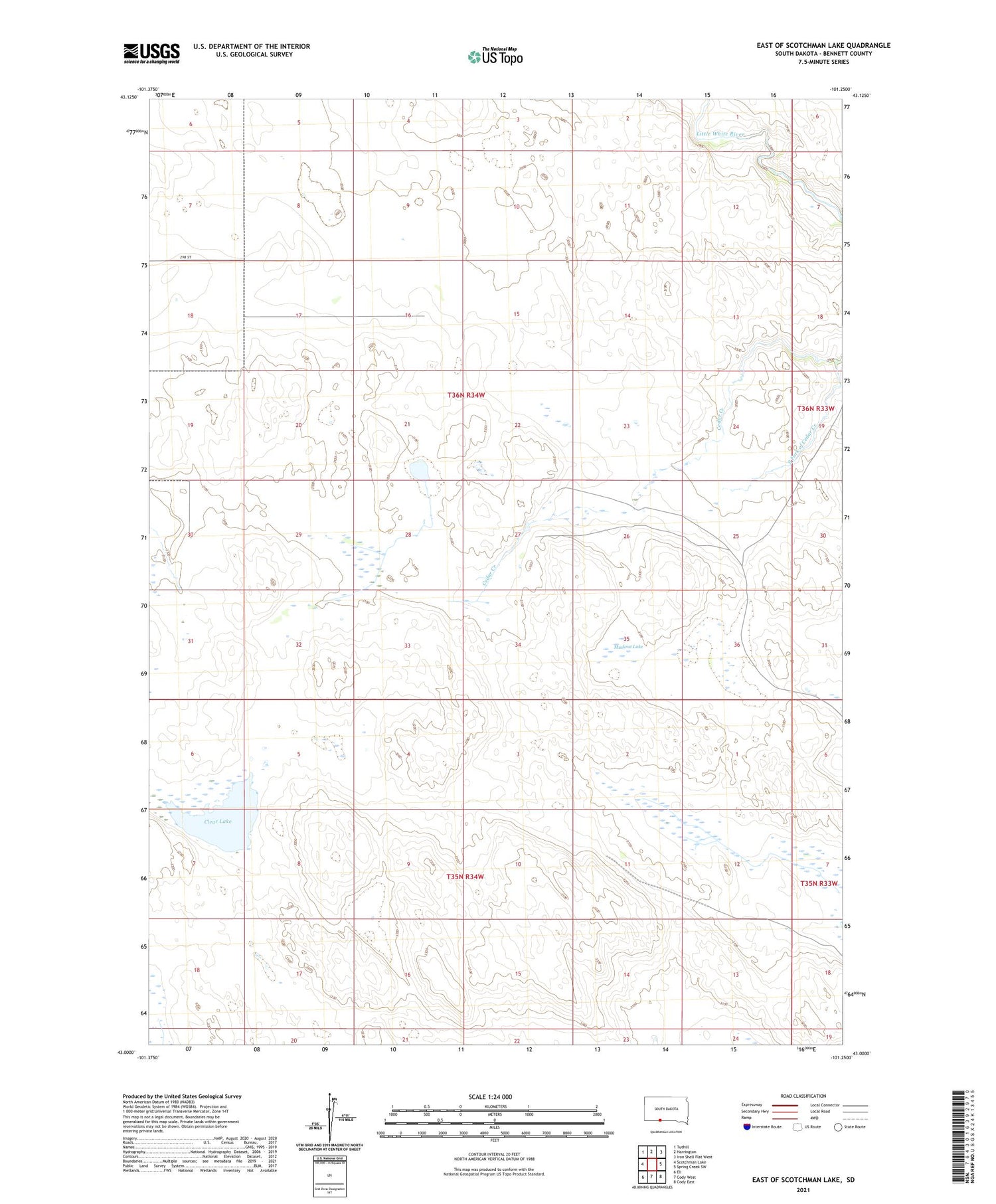 East of Scotchman Lake South Dakota US Topo Map Image