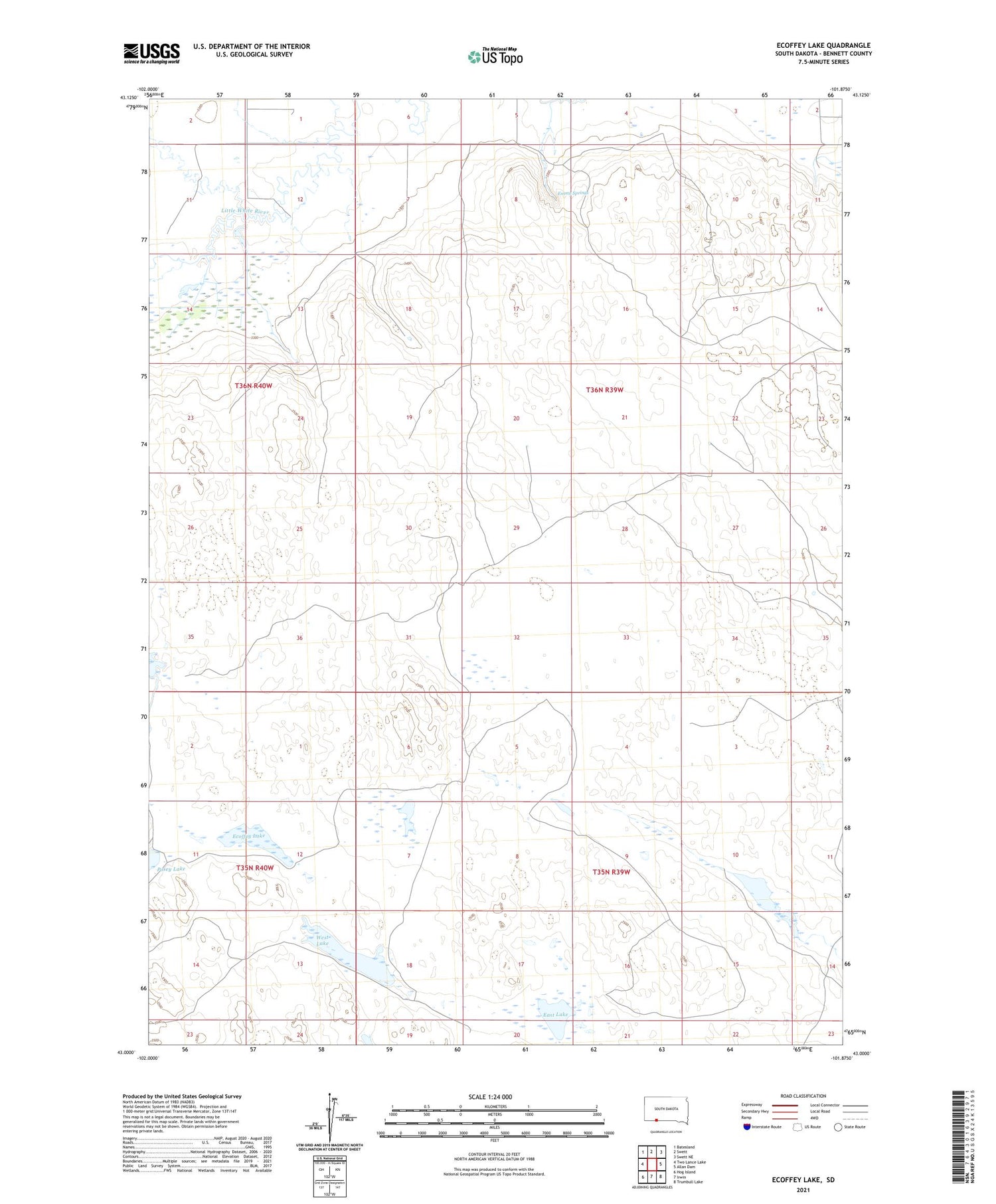 Ecoffey Lake South Dakota US Topo Map Image