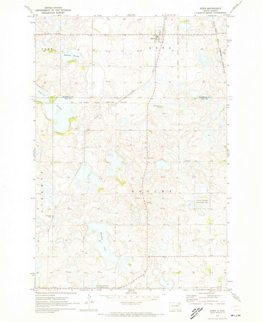 Classic USGS Eden South Dakota 7.5'x7.5' Topo Map Image