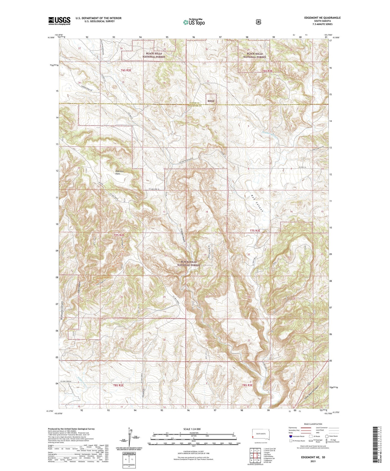 Edgemont NE South Dakota US Topo Map Image