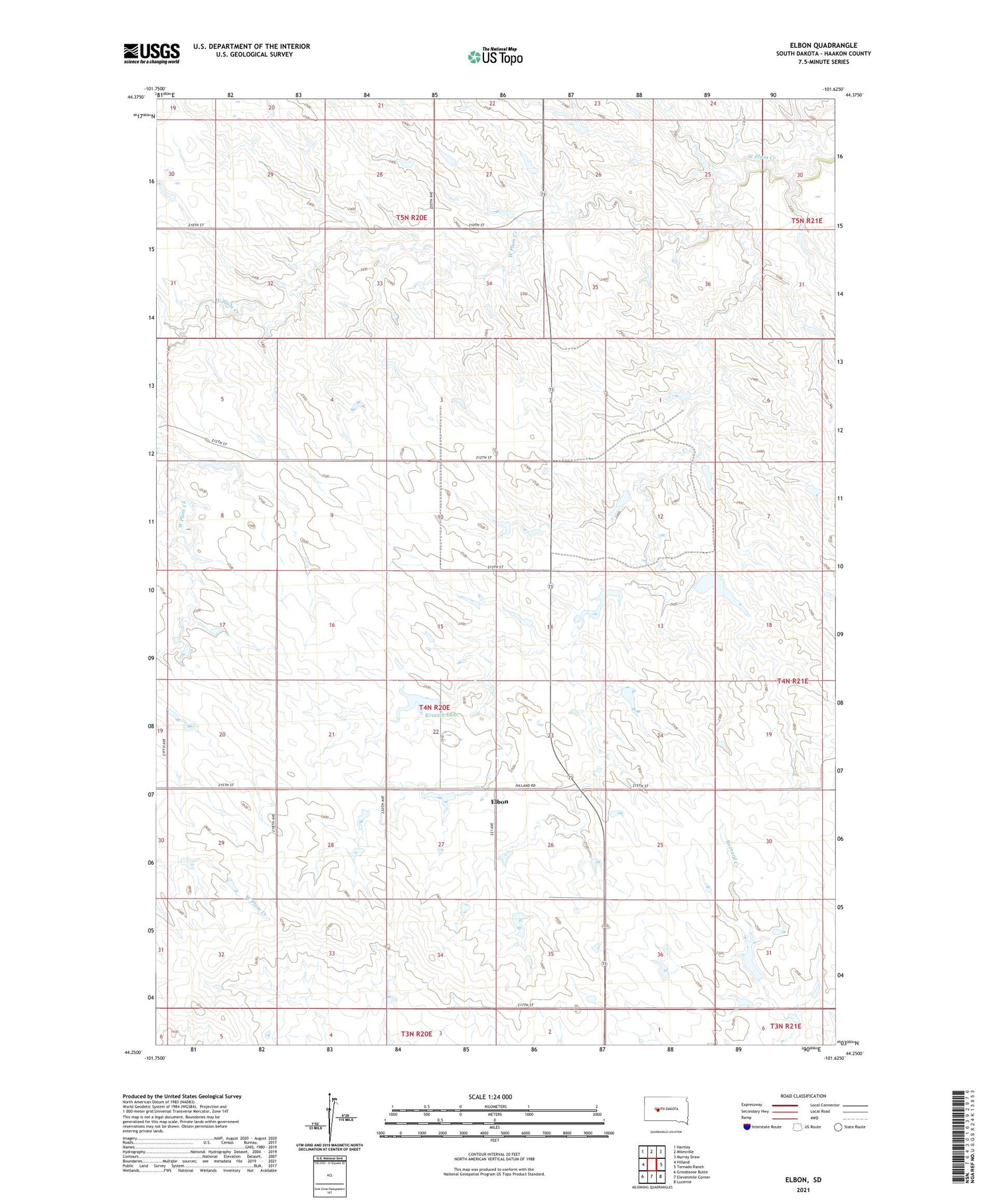 Elbon South Dakota US Topo Map Image