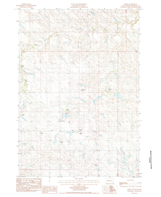 Classic USGS Elbon South Dakota 7.5'x7.5' Topo Map Image