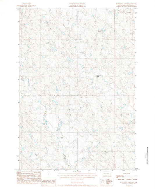 Classic USGS Elevenmile Corner South Dakota 7.5'x7.5' Topo Map Image