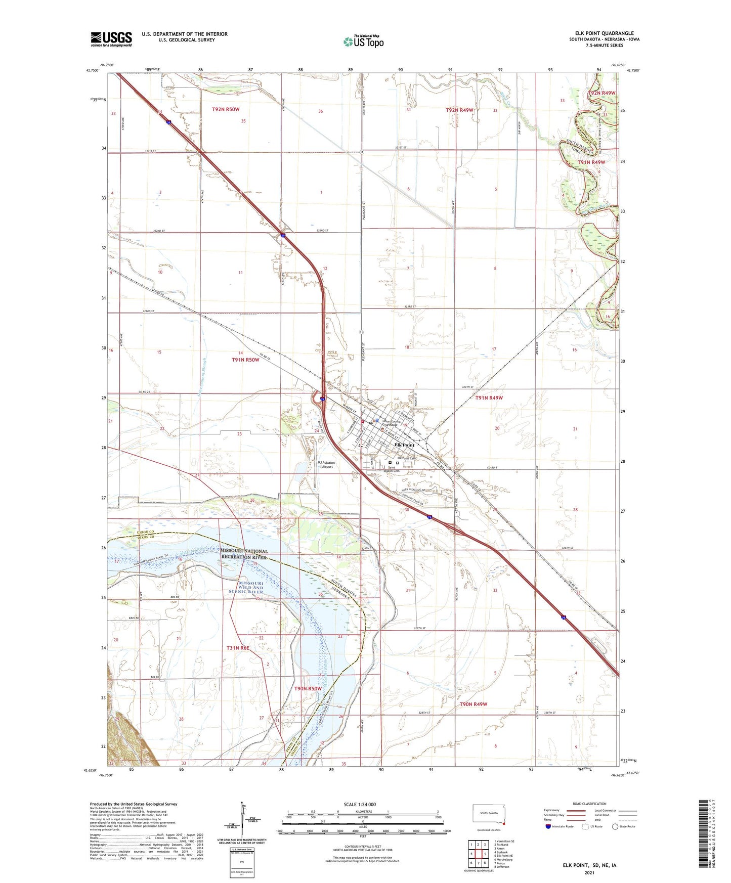 Elk Point South Dakota US Topo Map Image