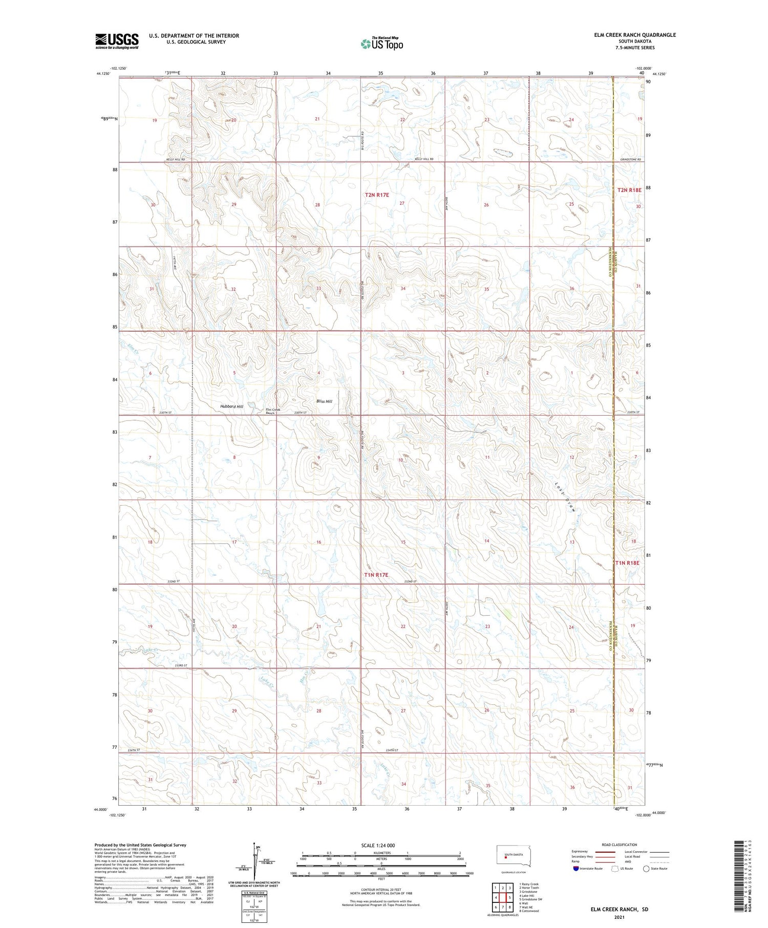 Elm Creek Ranch South Dakota US Topo Map Image