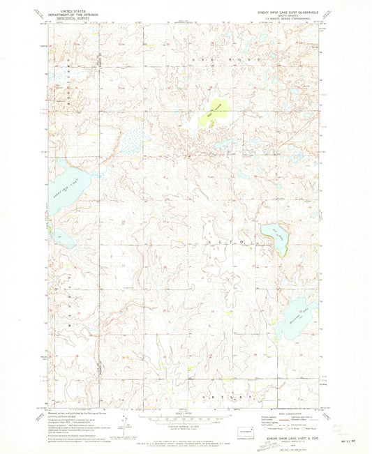 Classic USGS Enemy Swim Lake East South Dakota 7.5'x7.5' Topo Map Image
