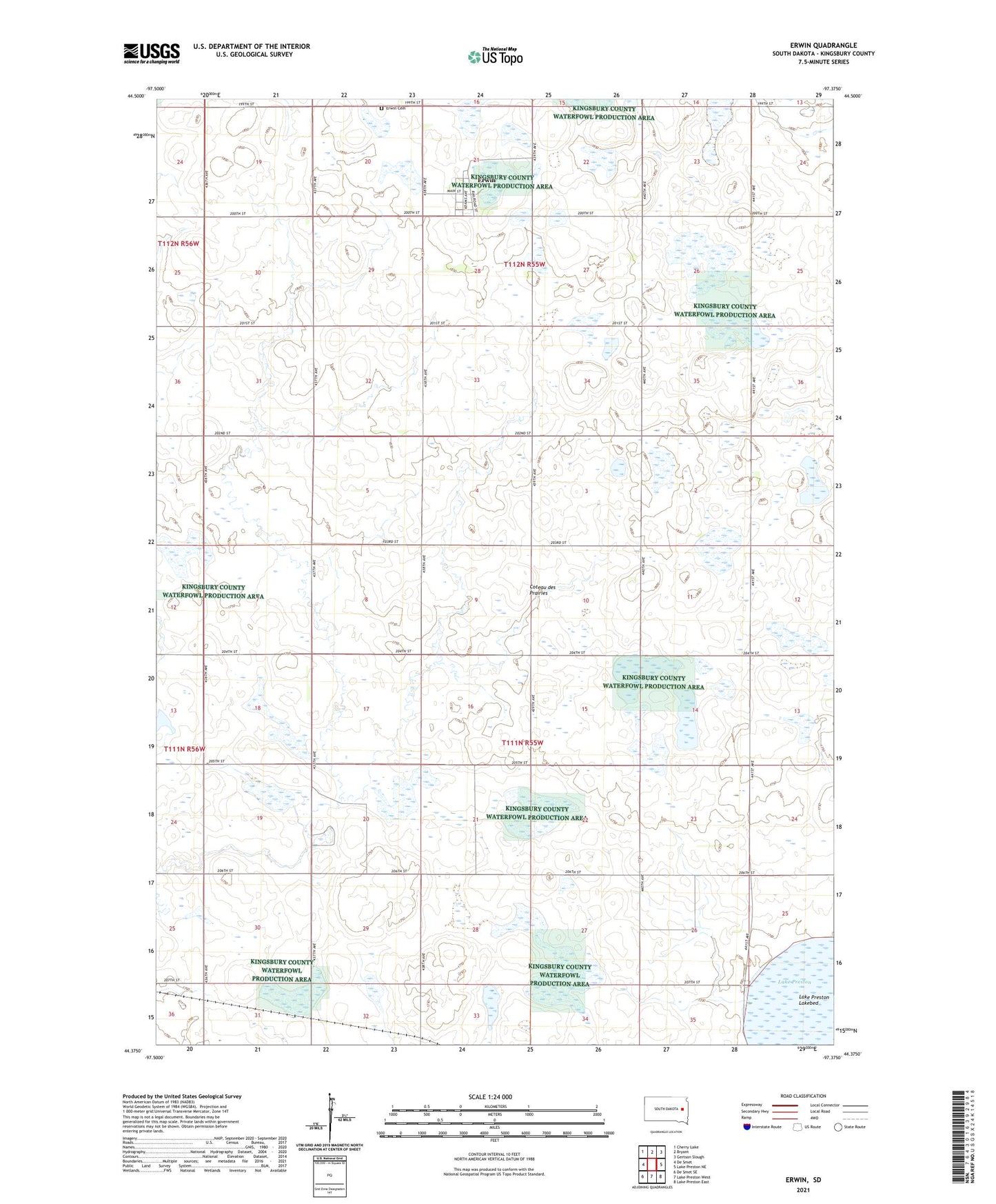Erwin South Dakota US Topo Map Image