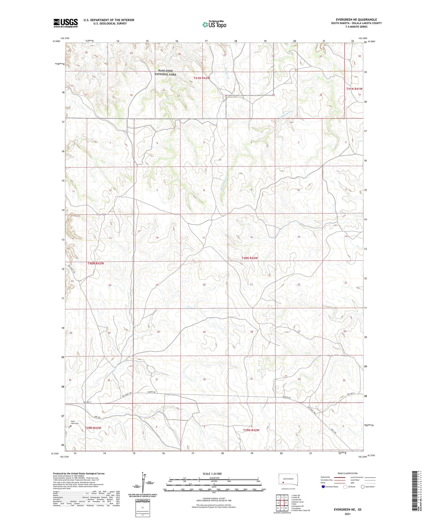 Evergreen NE South Dakota US Topo Map Image