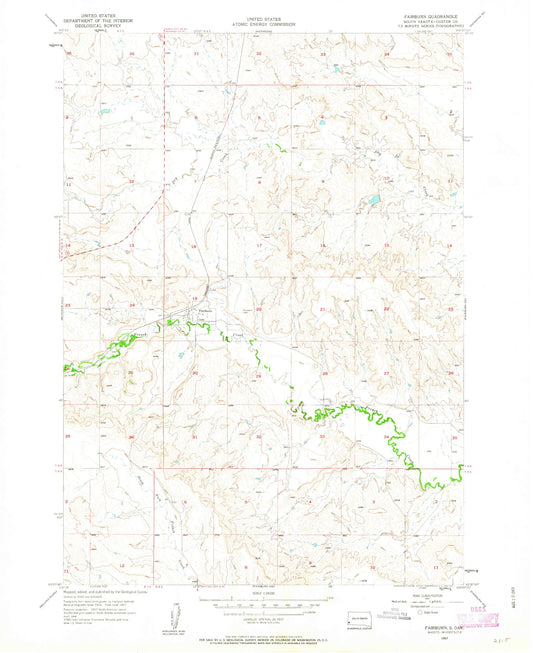 Classic USGS Fairburn South Dakota 7.5'x7.5' Topo Map Image