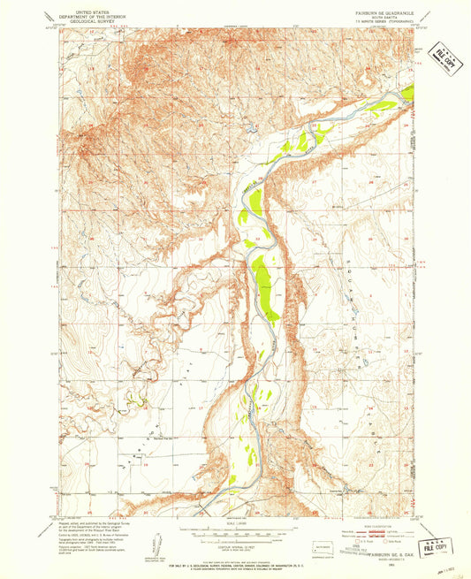 Classic USGS Fairburn SE South Dakota 7.5'x7.5' Topo Map Image