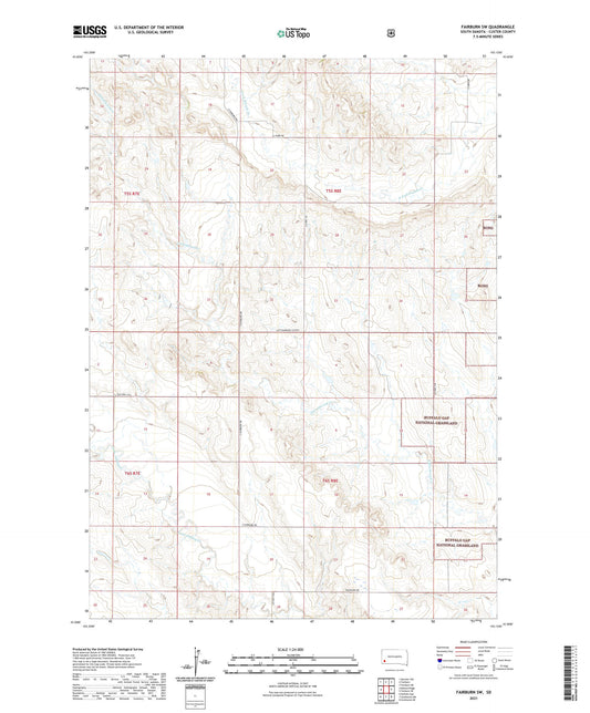 Fairburn SW South Dakota US Topo Map Image