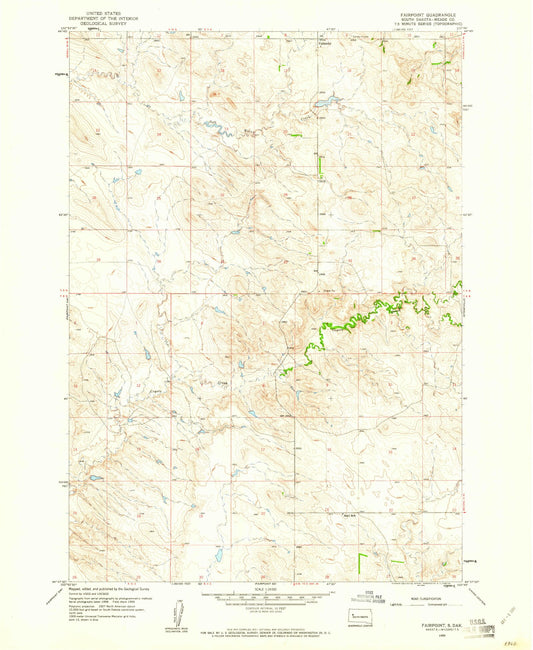 Classic USGS Fairpoint South Dakota 7.5'x7.5' Topo Map Image