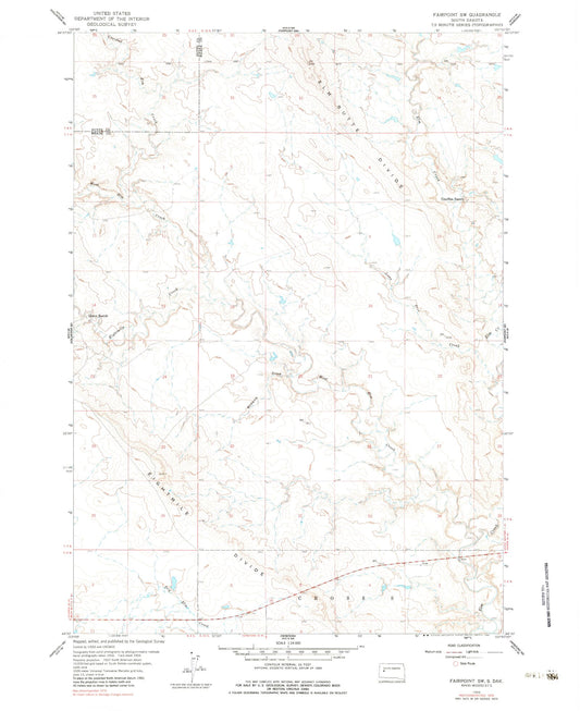 Classic USGS Fairpoint SW South Dakota 7.5'x7.5' Topo Map Image