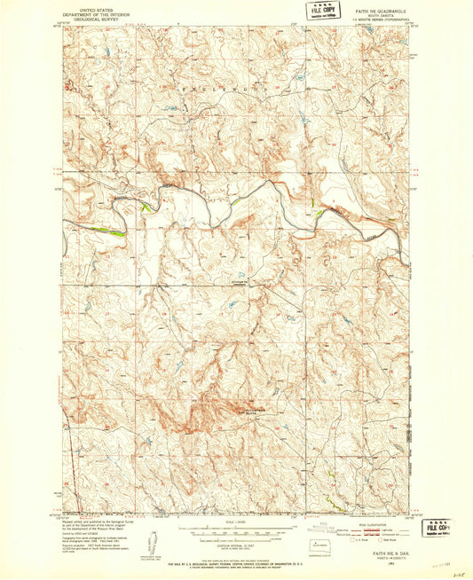 Classic USGS Faith NE South Dakota 7.5'x7.5' Topo Map Image