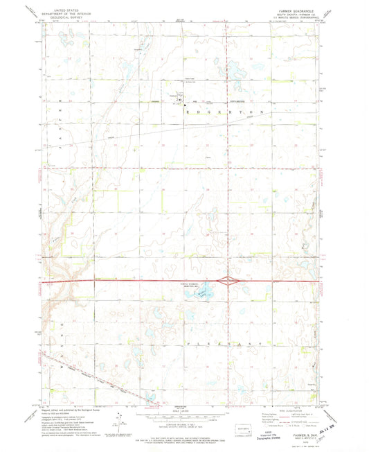 Classic USGS Farmer South Dakota 7.5'x7.5' Topo Map Image