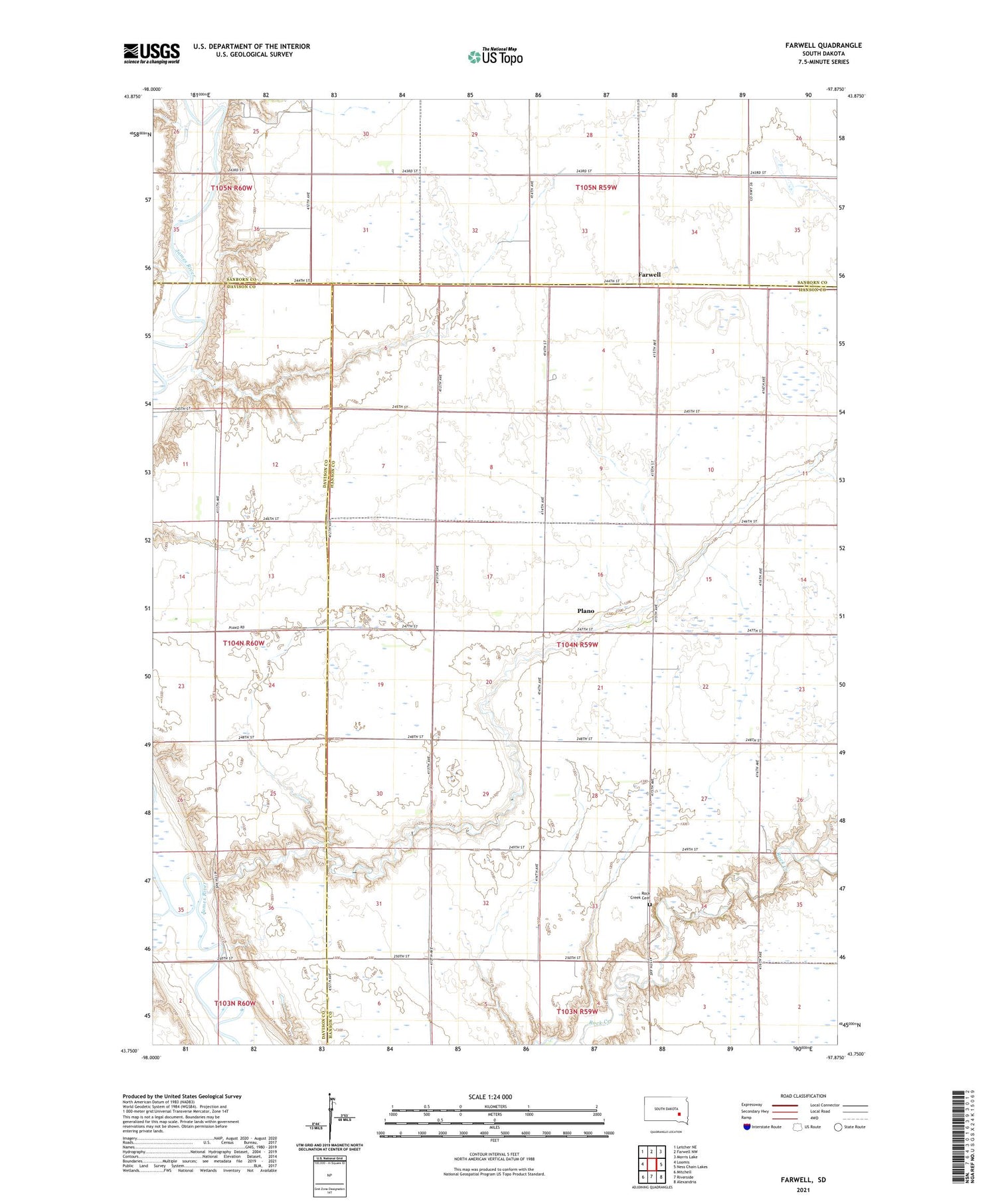 Farwell South Dakota US Topo Map Image