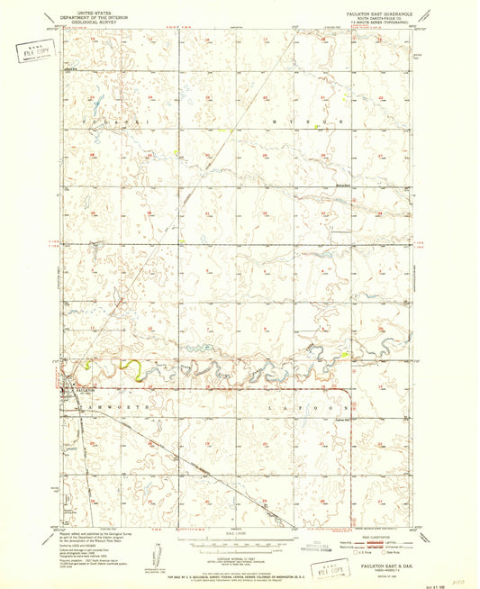 Classic USGS Faulkton East South Dakota 7.5'x7.5' Topo Map Image