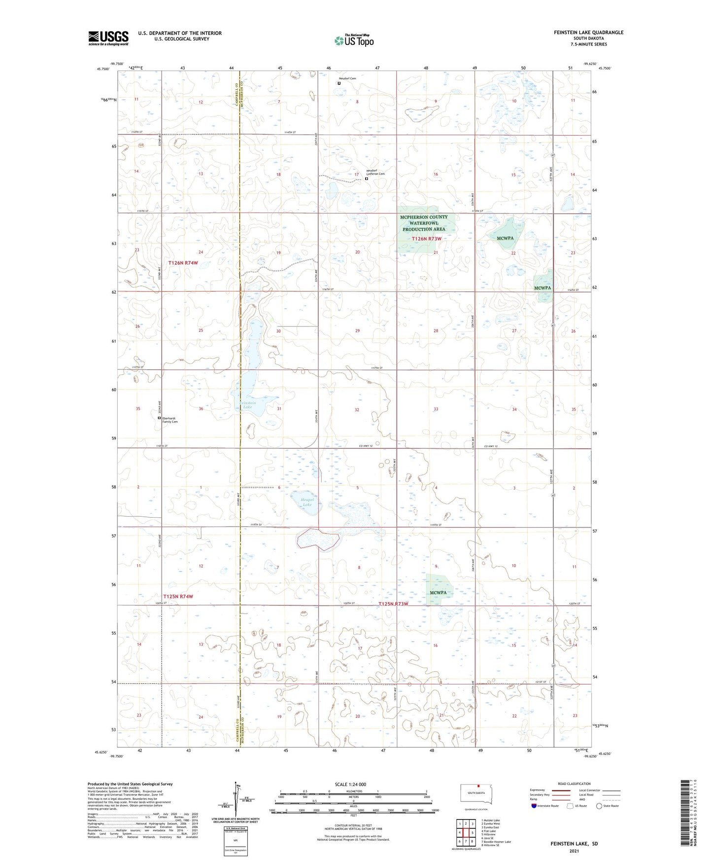 Feinstein Lake South Dakota US Topo Map Image