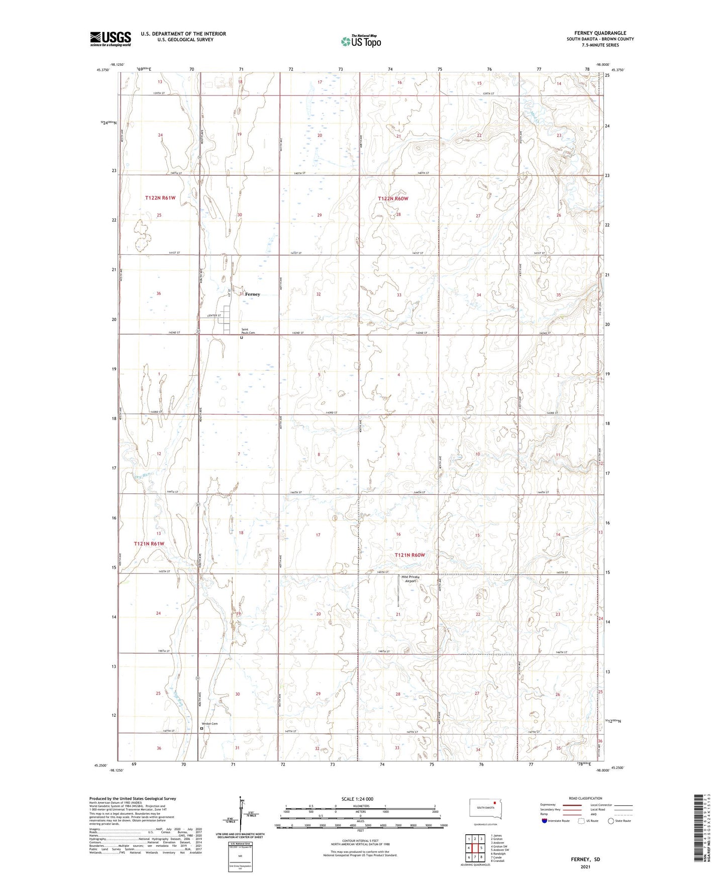 Ferney South Dakota US Topo Map Image