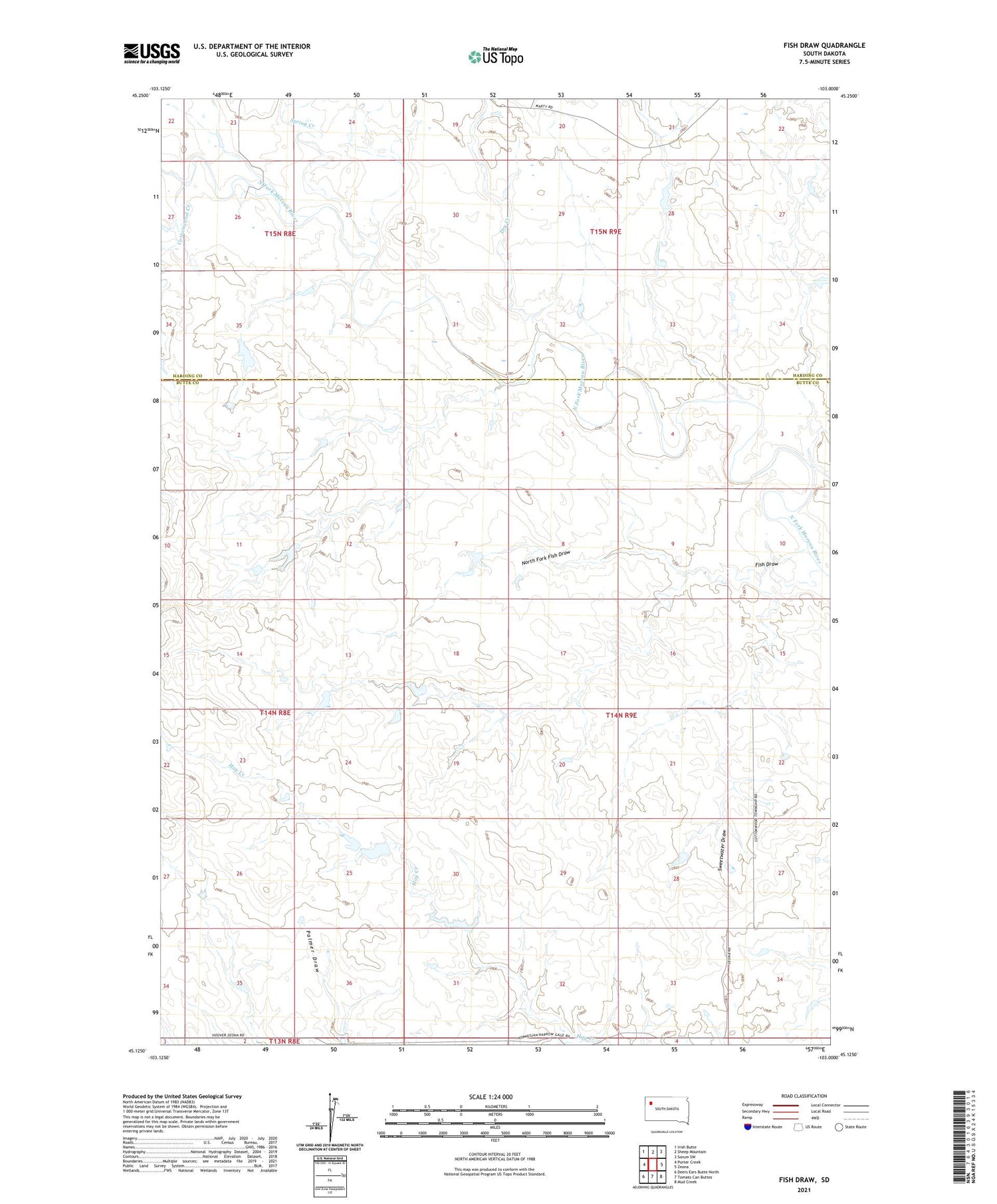 Fish Draw South Dakota US Topo Map Image