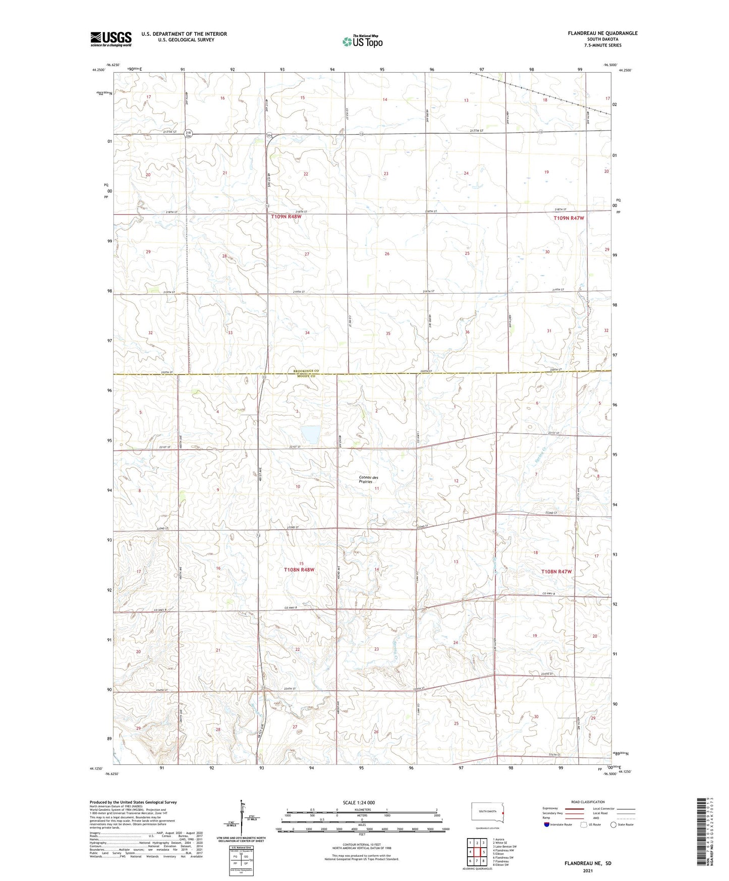Flandreau NE South Dakota US Topo Map Image