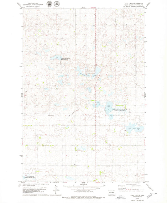 Classic USGS Flat Lake South Dakota 7.5'x7.5' Topo Map Image