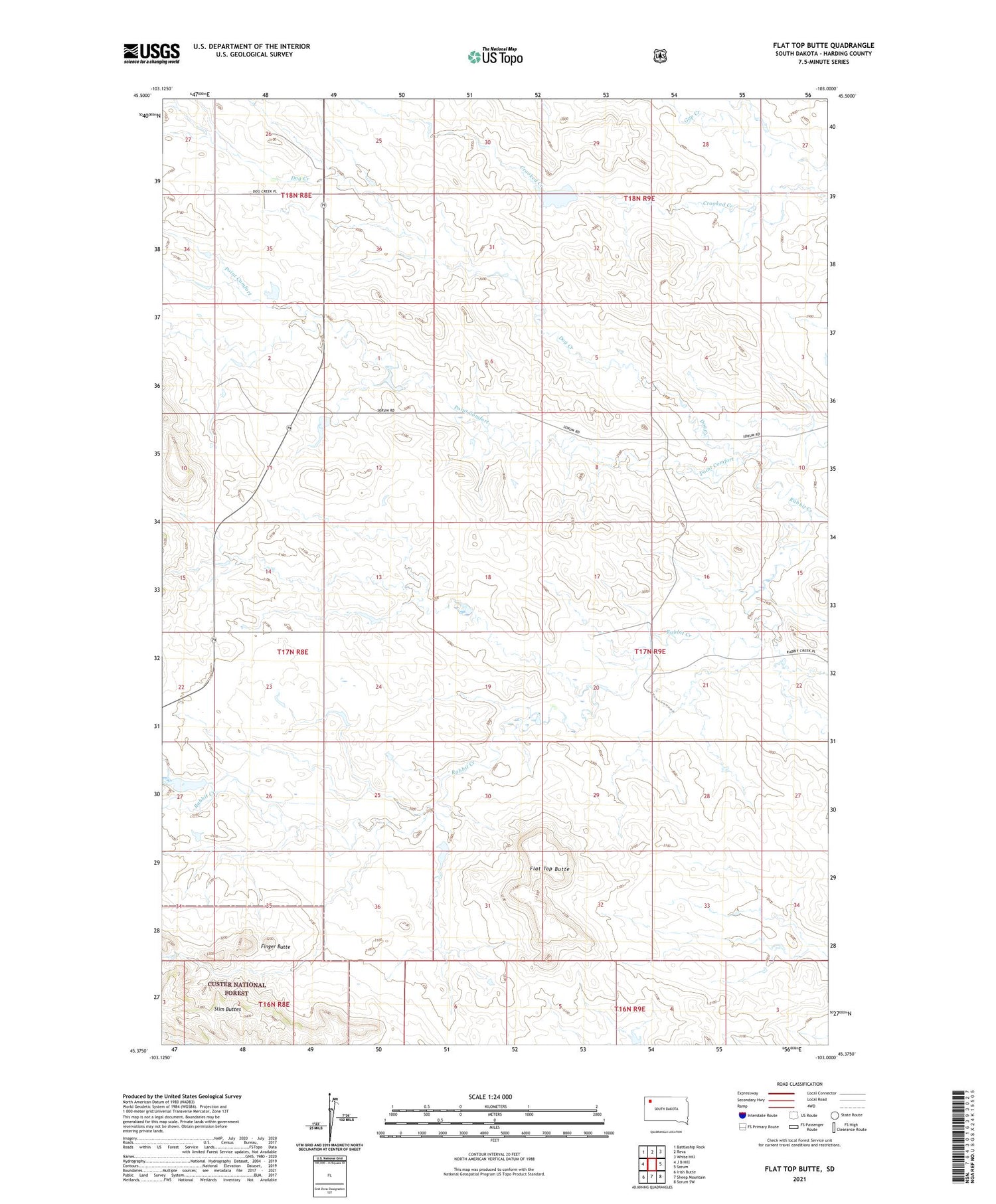 Flat Top Butte South Dakota US Topo Map Image
