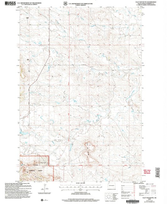 Classic USGS Flat Top Butte South Dakota 7.5'x7.5' Topo Map Image