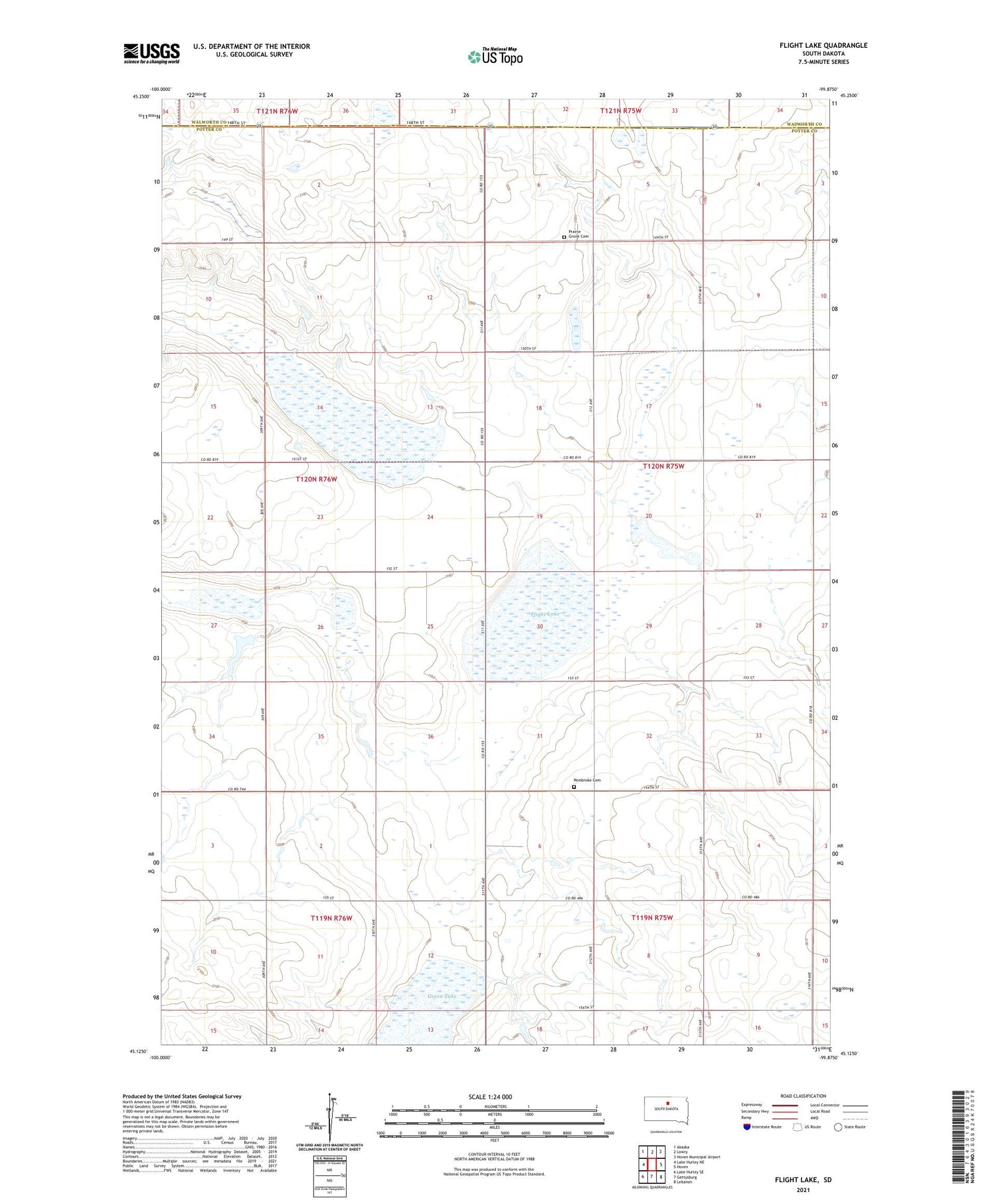 Flight Lake South Dakota US Topo Map Image