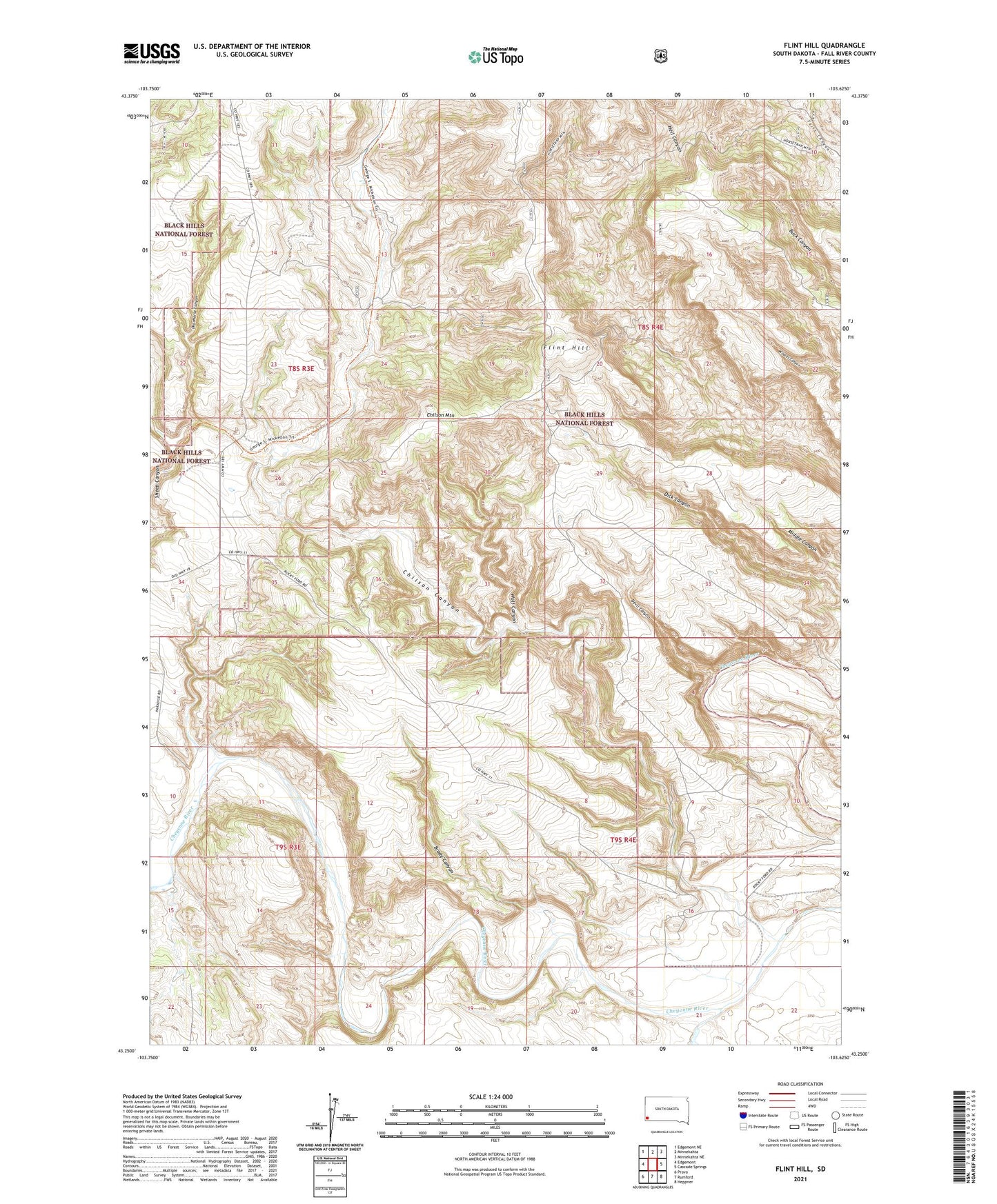 Flint Hill South Dakota US Topo Map Image