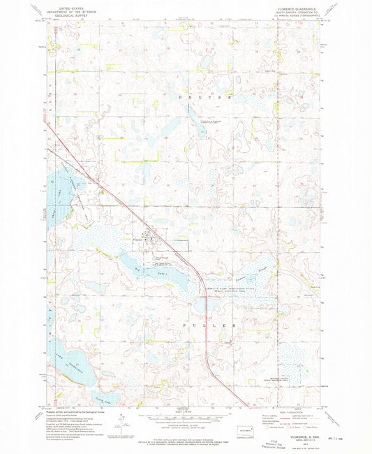 Classic USGS Florence South Dakota 7.5'x7.5' Topo Map Image