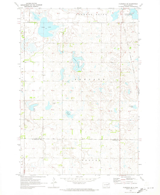 Classic USGS Florence NE South Dakota 7.5'x7.5' Topo Map Image