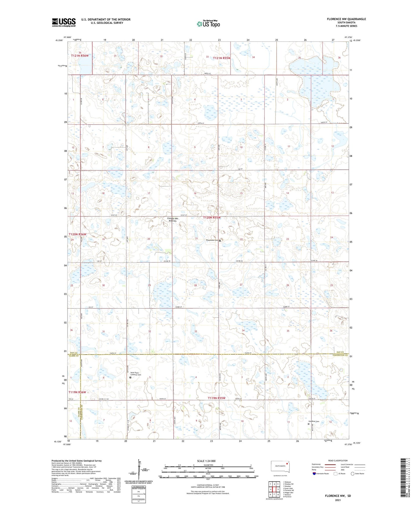 Florence NW South Dakota US Topo Map Image