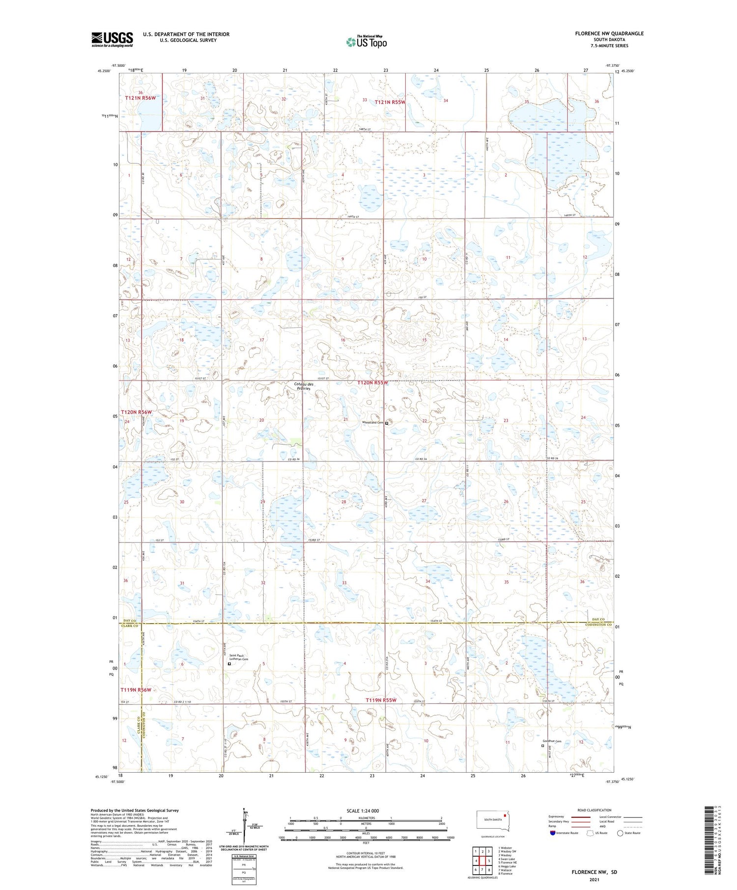 Florence NW South Dakota US Topo Map Image