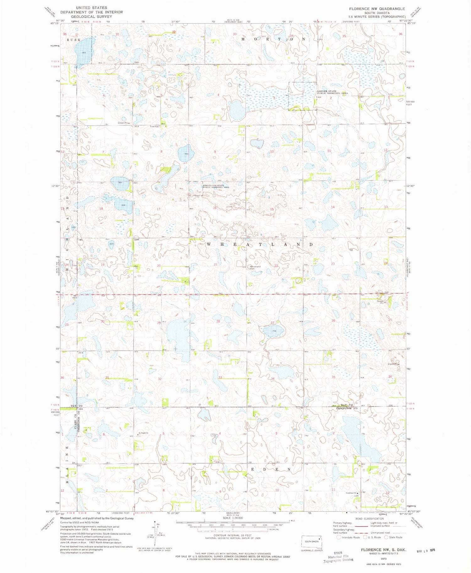 Classic USGS Florence NW South Dakota 7.5'x7.5' Topo Map Image
