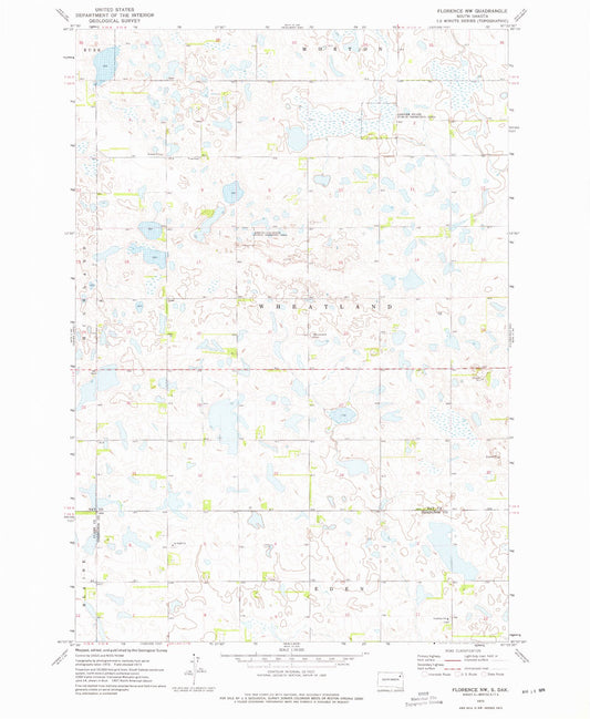 Classic USGS Florence NW South Dakota 7.5'x7.5' Topo Map Image