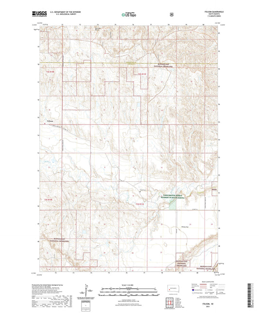 Folsom South Dakota US Topo Map Image