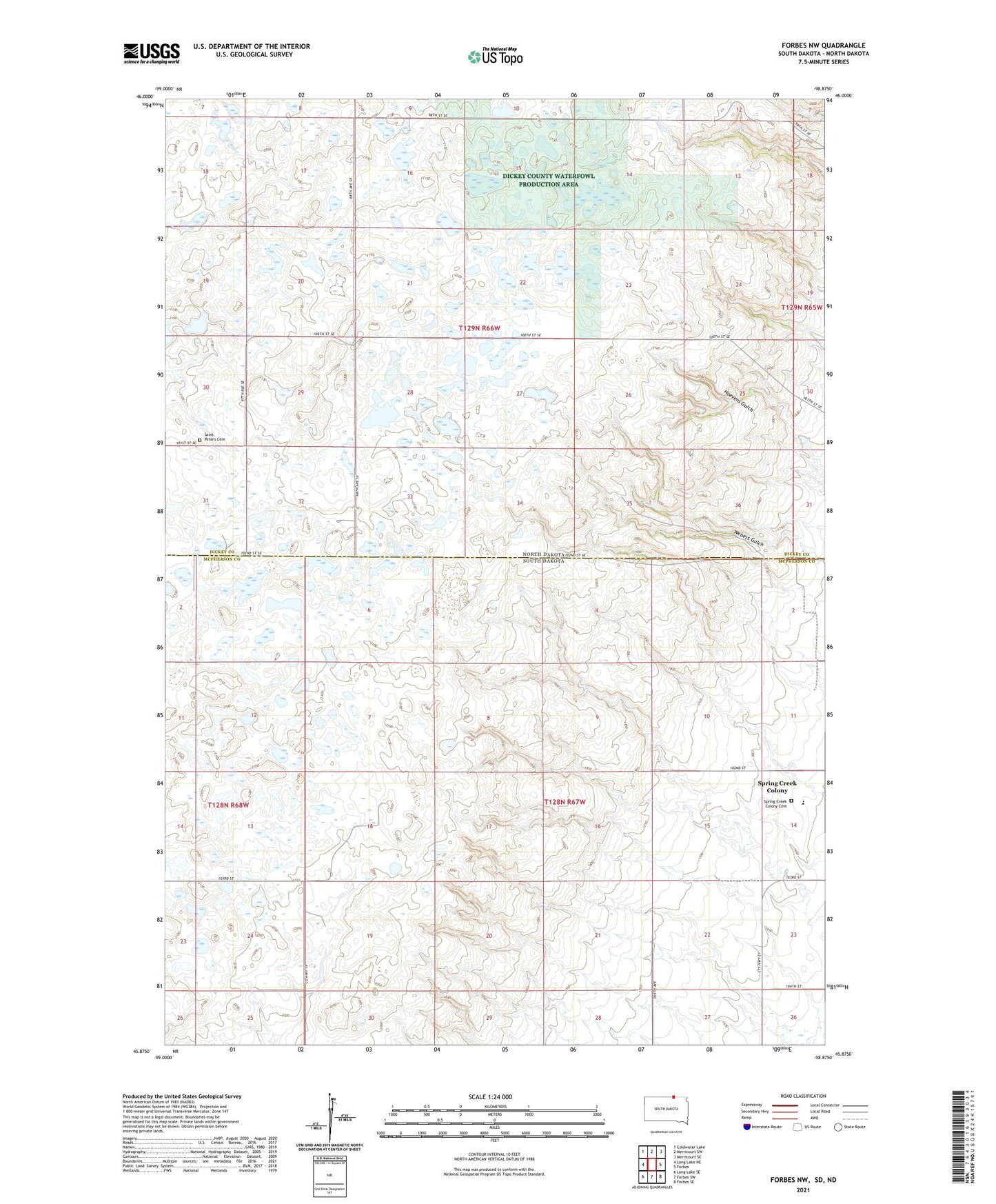 Forbes NW South Dakota US Topo Map Image