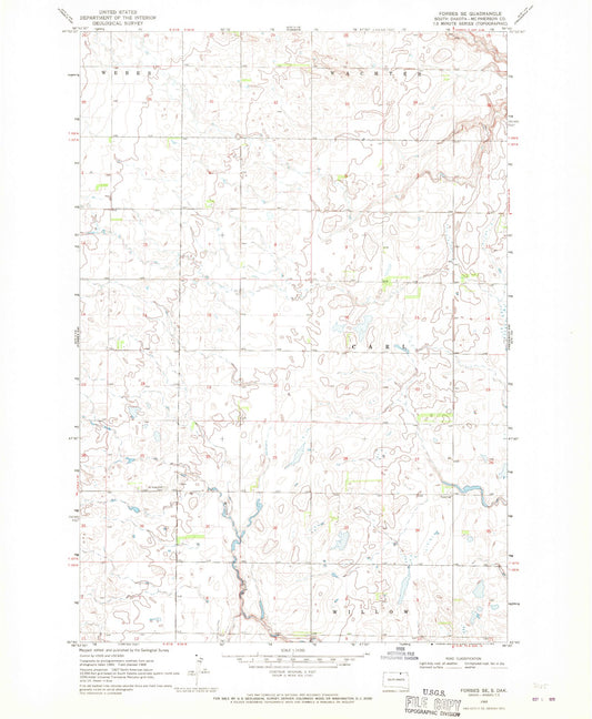 Classic USGS Forbes SE South Dakota 7.5'x7.5' Topo Map Image
