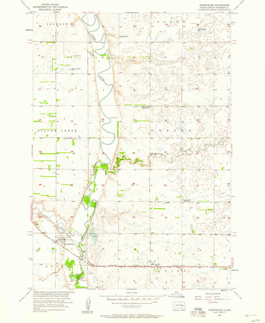 Classic USGS Forestburg South Dakota 7.5'x7.5' Topo Map Image